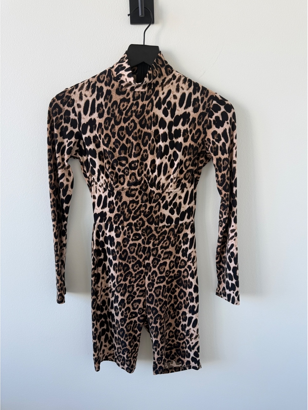 Fashion Nova Leopard Print Long Sleeve One-Piece Romper